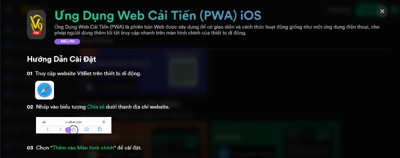 Hướng dẫn dành cho việc tải và cài đặt ứng dụng V9BET về thiết bị iOS