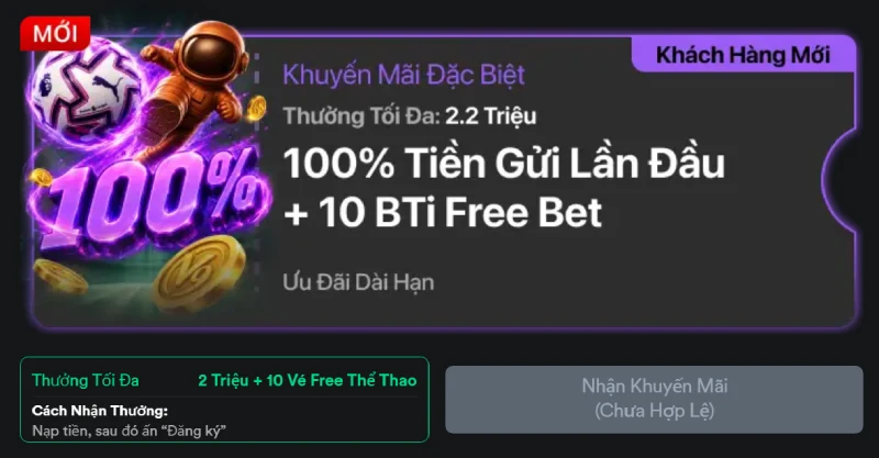 V9BET khuyến mãi 100% tiền nạp lần đầu và 10 vé cược miễn phí BTi